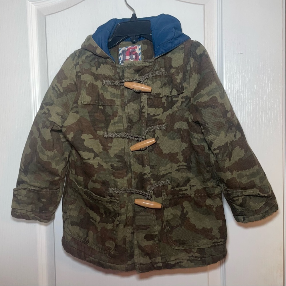 Cotton On Kids Camouflage Camo Hooded Jacket Toggle Closure Size 5